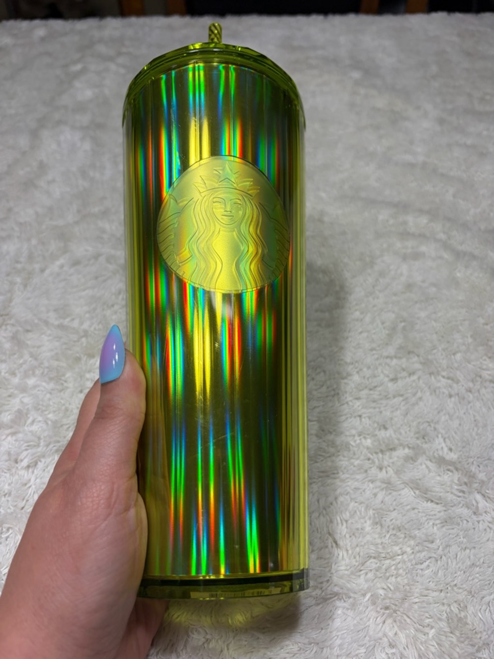 Starbucks Lime Green Yellow Iridescent Tumbler 24 Oz Venti Cup Summer 2023